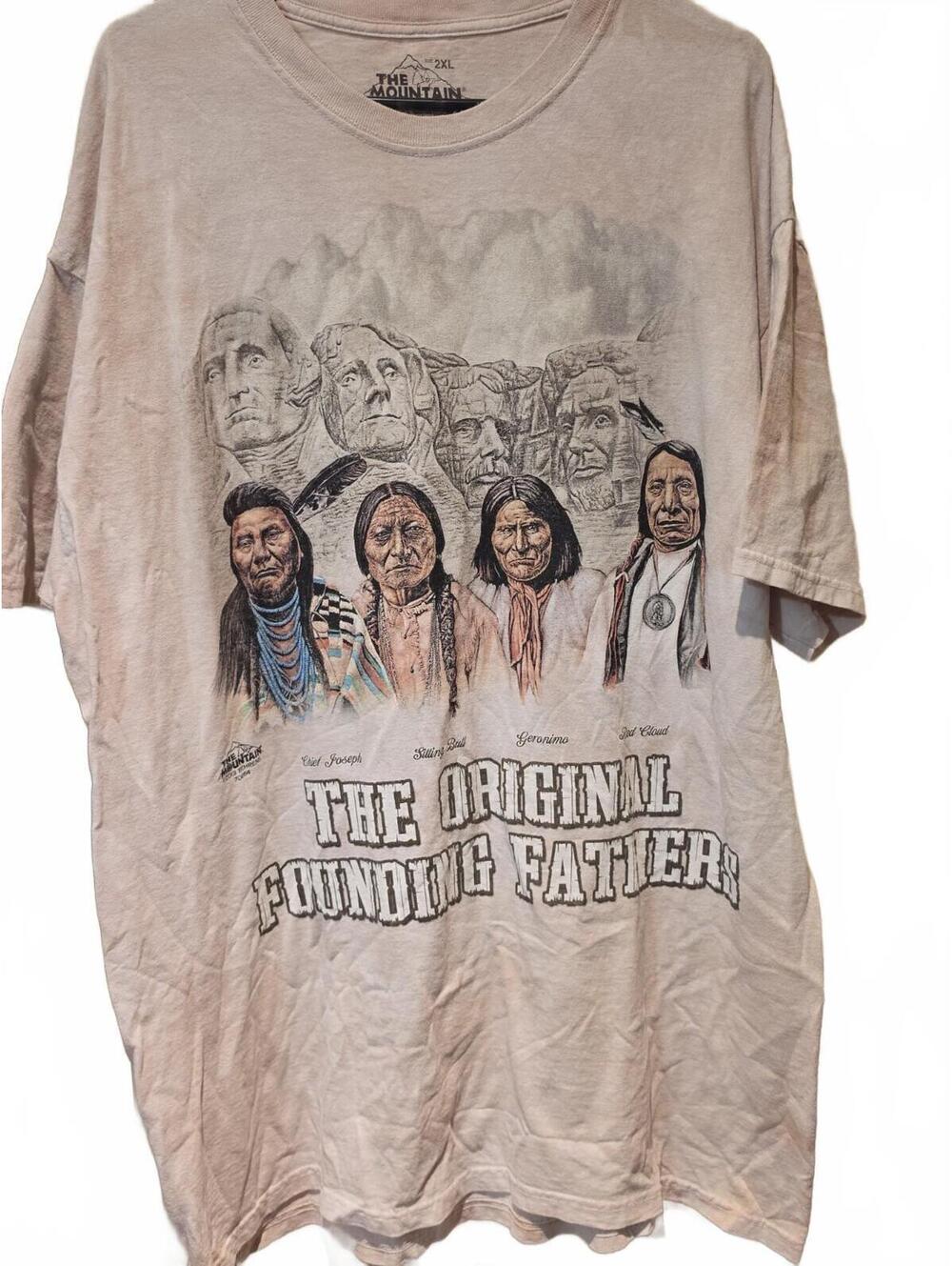 The Mountain 2XL Original Founding Fathers Native American Mount Rushmore Shirt